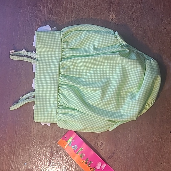 2/$5 Kate Mack Light Green Gingham Bathingsuit 3Mos - Picture 2 of 5